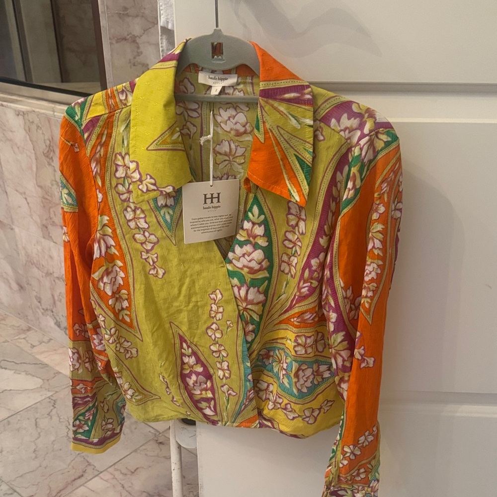Haute Hippie Lime, Orange & Purple Floral Paisley Blazer Jacket